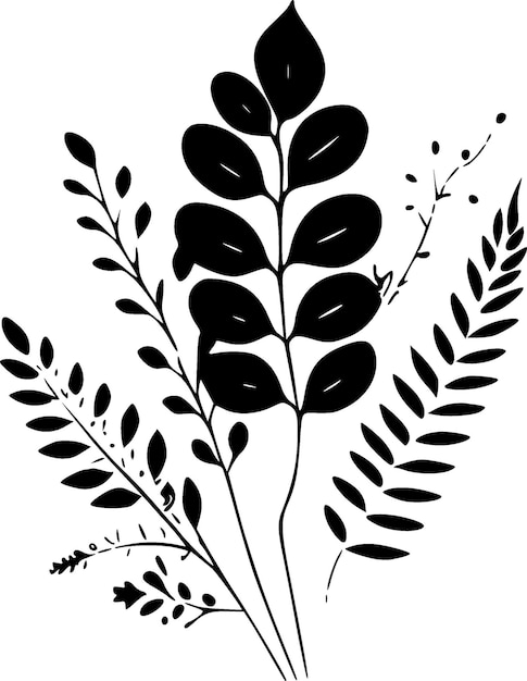 Botaniczna Minimalistyczna I Prosta Sylwetka Wektorowa Ilustracja