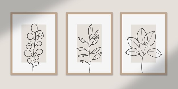 botaniczne abstrakcyjne plakaty sztuka ręcznie rysowane kształty okładki zestaw kolekcja na dekoracje ścienne