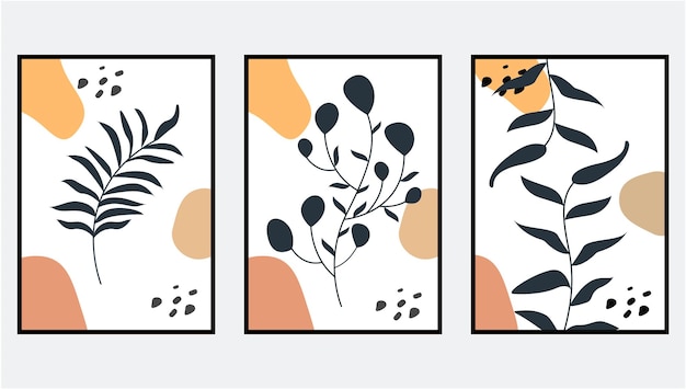 Botaniczne Minimalistyczne Plakaty Ręcznie Narysowane Płaskie Projekty Boho Wall Art Vectoe Design