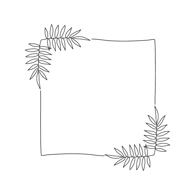 Plik wektorowy botaniczny doodle kwadratowa ramka wektorowa granica liniowa z dekoracjami tropikalnych liści