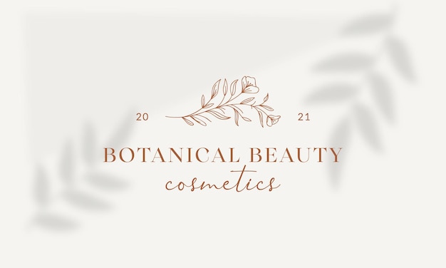 Plik wektorowy botaniczny element kwiatowy ręcznie rysowane logo z logo dzikiego kwiatu i liści do spa i salonu kosmetycznego