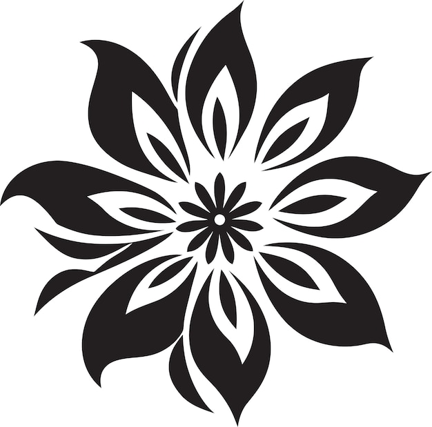 Plik wektorowy botaniczny kontur monochromatyczny szkic wektorowy zagęszczony szkic kwiatowy czarny emblemat ikoniczny