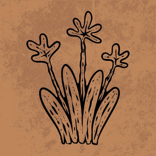 Plik wektorowy botaniczny liść doodle wildflower linia sztuki