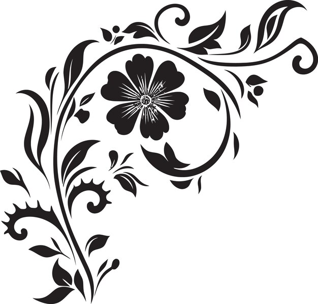 Plik wektorowy botaniczny szkic ręcznie narysowany czarna ikona złożone kwiaty ręcznie narysowane logo kwiatowego wektora