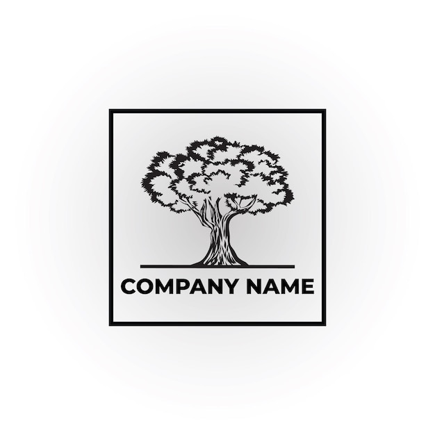 Botaniczny Wektor Logo Ilustracja Czarne Drzewo Szablon Logo Firmy