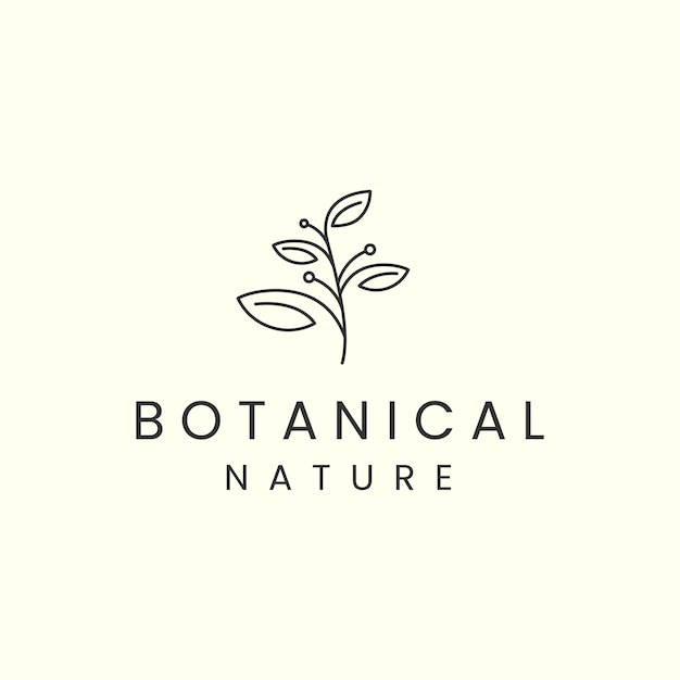 Botaniczny Z Liniowym Stylem Logo Ikona Wektor Ilustracja Natura Kwiatowy Szablon Projektu