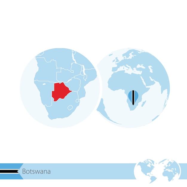 Botswana Na świecie Z Flagą I Regionalną Mapę Botswany. Ilustracja Wektorowa.