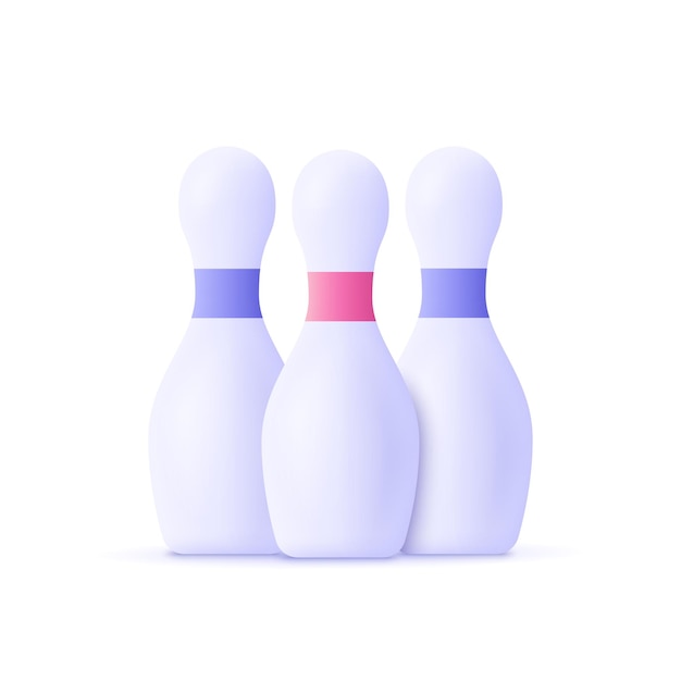 Bowling Pins Koncepcja Zawodów Sportowych Mistrzostw 3d Ikona Wektora Minimalistyczny Styl Kreskówki