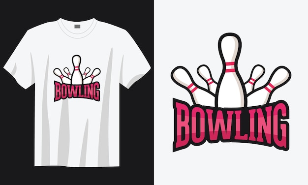 Plik wektorowy bowlingvintage typografia napis projekt koszulki z kulą do kręgli