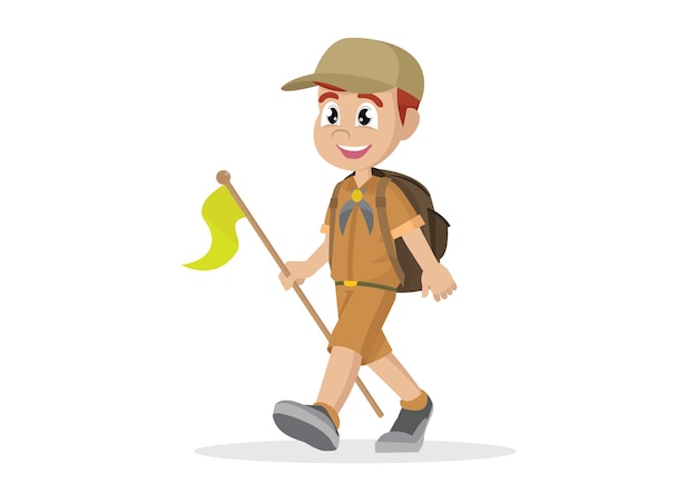 Boy scout Walking.