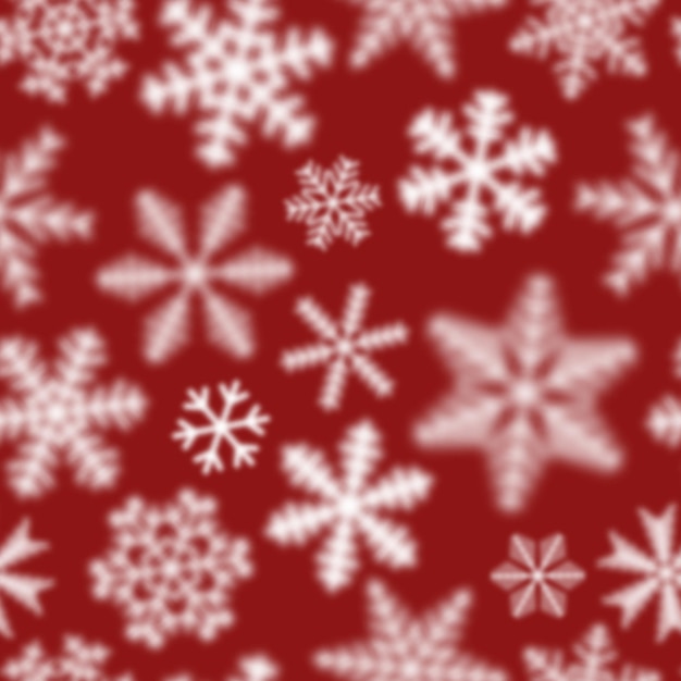 Boże Narodzenie Bezszwowe Wzór Białych Rozmytych Płatków śniegu Na Czerwonym Tle