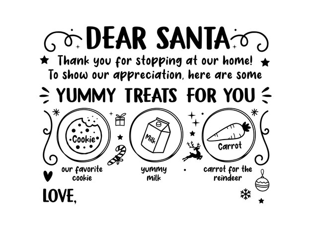 Boże Narodzenie Dear Santa Tray Plate Cookies Napis Cytaty Powiedzeń Kaligrafia Kartkę Z życzeniami Wektor