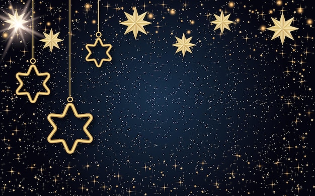Plik wektorowy boże narodzenie i nowy rok ciemnoniebieskie luksusowe tło wektor ze złotymi gwiazdami i płatkami śniegu