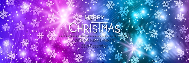 Boże Narodzenie i Nowy Rok jasne kolorowe tło wektor neon z gwiazdami i płatkami śniegu