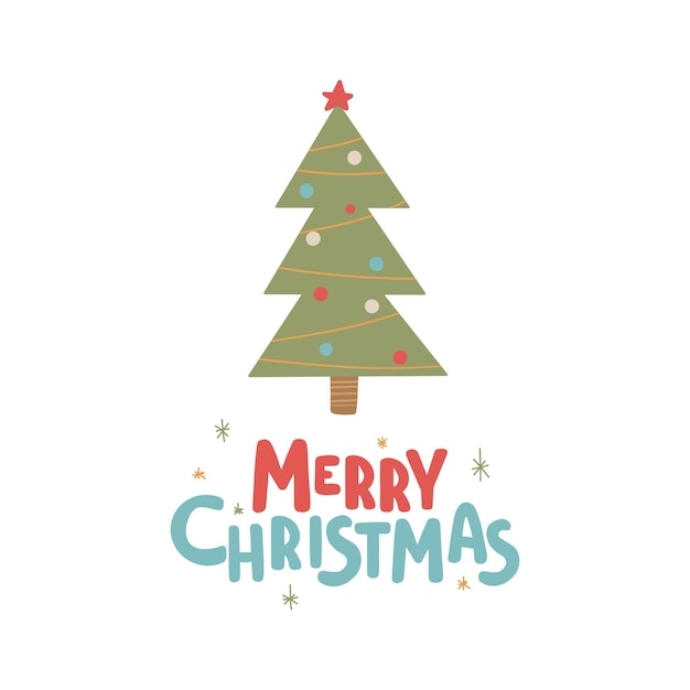 Boże Narodzenie I Nowy Rok Symbole Drzewa I Tekst - Wesołych świąt. Skandynawski Styl Wyciągnąć Rękę. Element Projektu