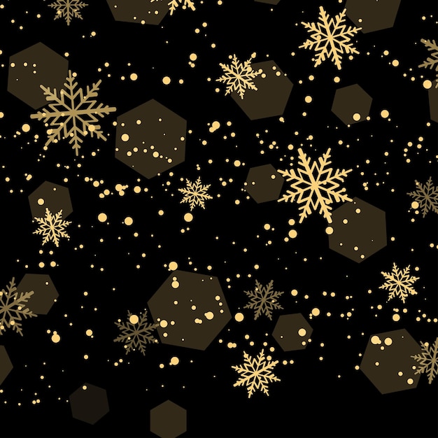 Boże Narodzenie I Szczęśliwego Nowego Roku Tło Z Spadającymi Płatkami śniegu Na Czarnym Wektorze