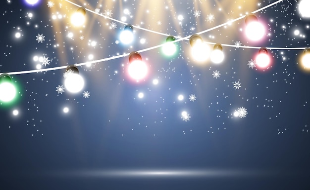 Boże Narodzenie jasne, piękne światła, elementy projektu. Świecące światła do projektowania Xmas