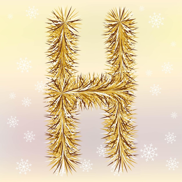 Boże Narodzenie literę H z efektem tekstowym futra lub świecidełka na żółtym i różowym rozmytym tle