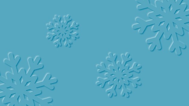 Boże Narodzenie niebieskie tło z płatkami śniegu w stylu papieru