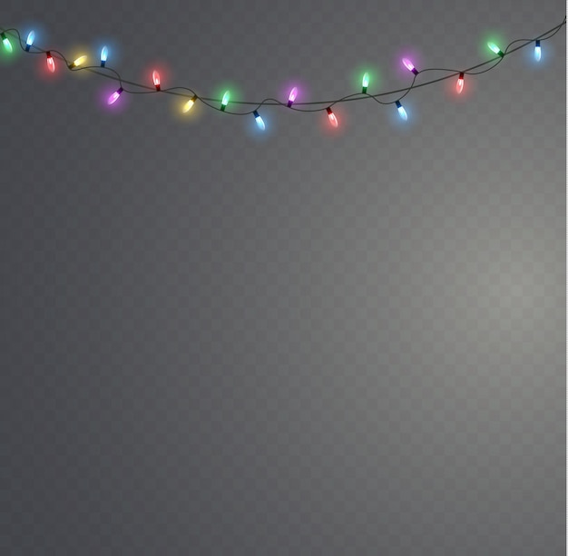 Boże Narodzenie Nowy Rok Girlandy Led Lampa Neonowa Boże Narodzenie świecące Kolorowe żarówki Na Drucianych Sznurkach Vector