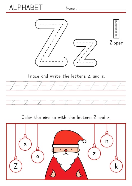 Boże Narodzenie Santa śledzenie Pisania I Kolorowania Alfabetu Z