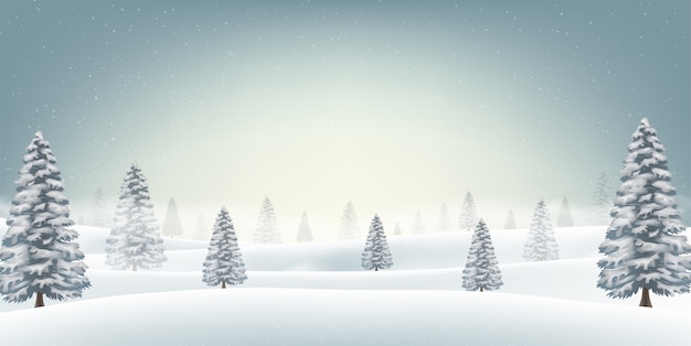 Boże Narodzenie śnieg Pole Z Drzewa Tle