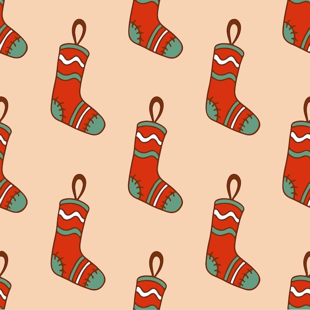 Boże Narodzenie Stocking Wzór Tło Social Media Post Świąteczna Dekoracja Ilustracja Wektorowa