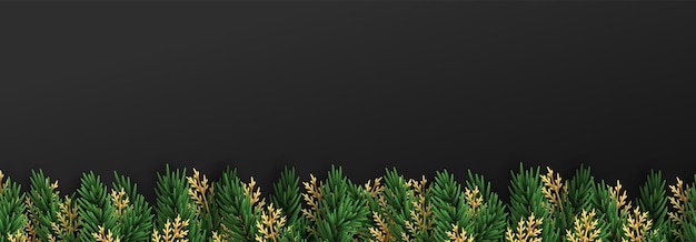 Plik wektorowy boże narodzenie tło wektor. wyprzedaż świąteczna, świąteczny baner internetowy. zaprojektuj ozdoby świąteczne zielone i złote gałęzie sosny