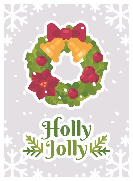 Boże Narodzenie Wieniec Holly Jolly Kartkę Z życzeniami