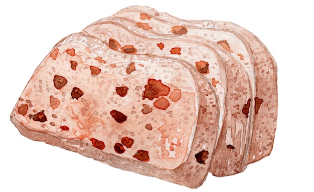 Plik wektorowy bożenarodzeniowa stollen chleba akwareli ilustracja