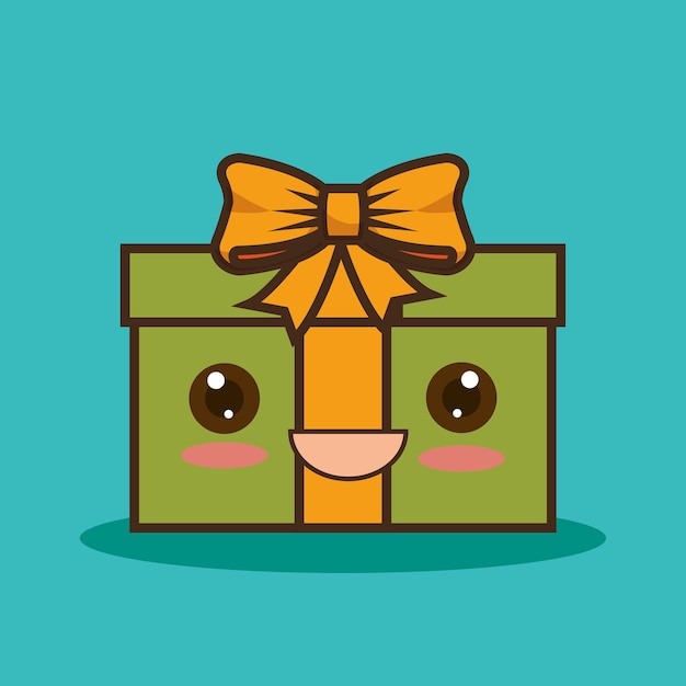 bożonarodzeniowa prezenta charakteru kawaii stylu wektorowy ilustracyjny projekt