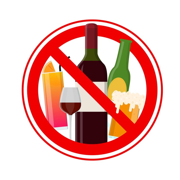 Brak znaku alkoholu obejmuje wino, piwo i napoje koktajlowe Zakazane pojęcie ostrzeżenia Ilustracja wektora zakazu alkoholowego