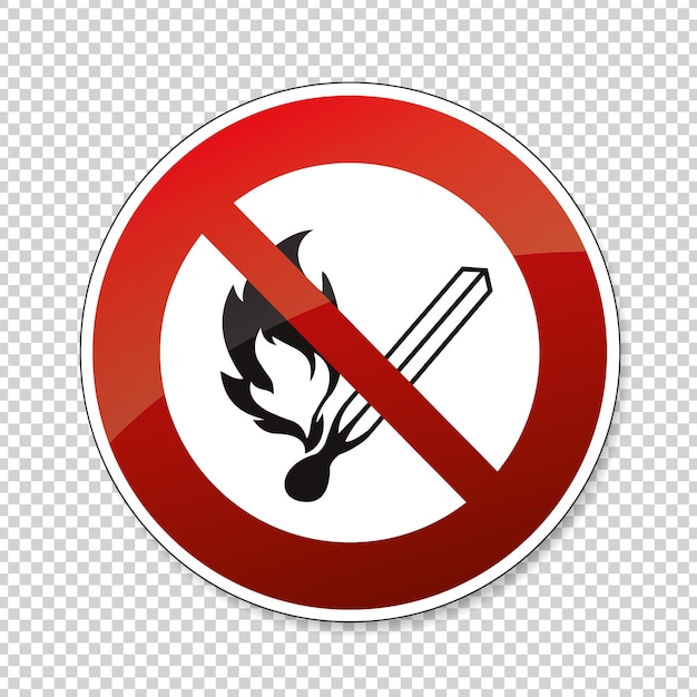 Brak znaku otwartego płomienia Brak ognia Brak dostępu z otwartym płomieniem lub znak zakazu palenia na sprawdzone przezroczyste tło Ilustracja wektorowa Eps 10 plik wektorowy