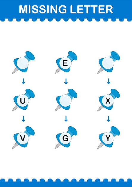 Plik wektorowy brakujący list z arkuszem pinezki dla dzieci