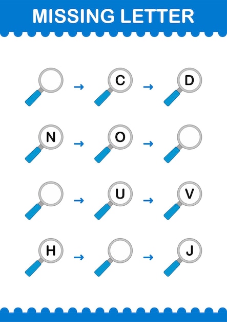 Plik wektorowy brakujący list z arkuszem szkła powiększającego dla dzieci