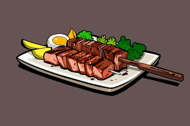 Plik wektorowy brasilin churrasco barbecue ilustracja kreskówkowa