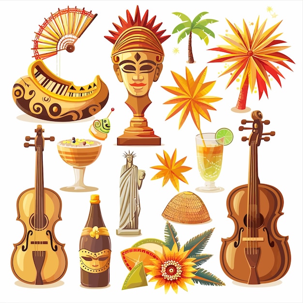 Plik wektorowy brazil_icons_set_statue_musical_instrument