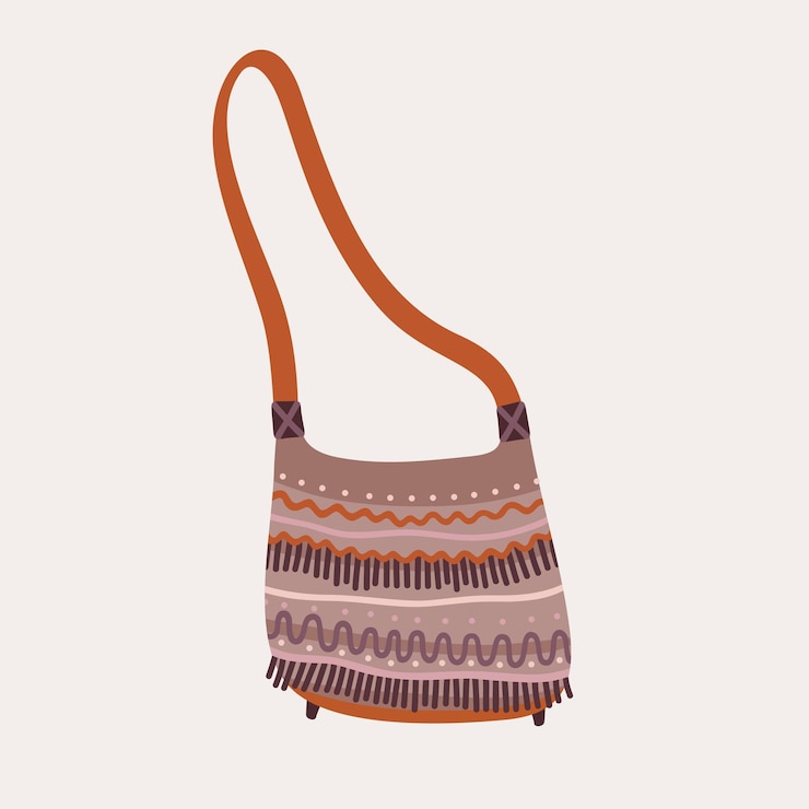 Wektor brązowa ozdobna torebka boho