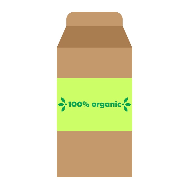 Plik wektorowy brązowa papierowa torba z zielonym nadrukiem i napisem organiczna ilustracja wektorowa