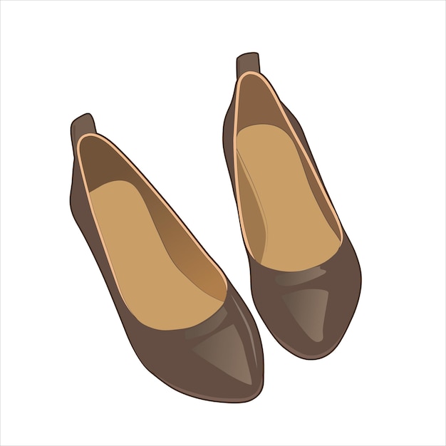 Brązowe baletki buty kapcie wektor