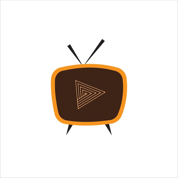 Brązowy Klasyczny Telewizor Z Przyciskiem Odtwarzania W Stylu Retro, Odpowiedni Do Koszulki Z Logo Kanału Telewizyjnego Itp