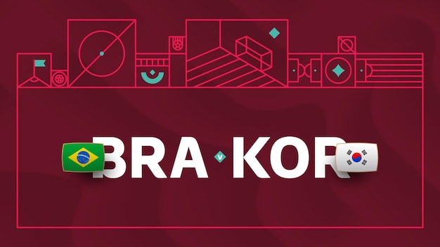 Brazylia korea republika playoff 1/8 finału meczu piłka nożna 2022 2022 mistrzostwa świata w piłce nożnej mecz kontra drużyny intro sport tło mistrzostwa konkurs plakat wektor