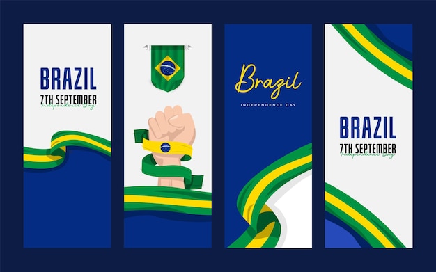 Brazylia Macha Flagą Dzień Niepodległości Obchody Szablonu Projektu