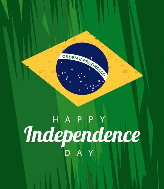 Brazylia Szczęśliwy Obchody Dnia Niepodległości Z Tekstem I Flagą