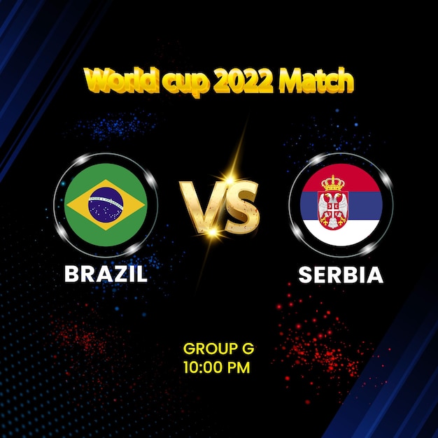 Plik wektorowy brazylia vs serbia, światowa piłka nożna 2022, grupa g.