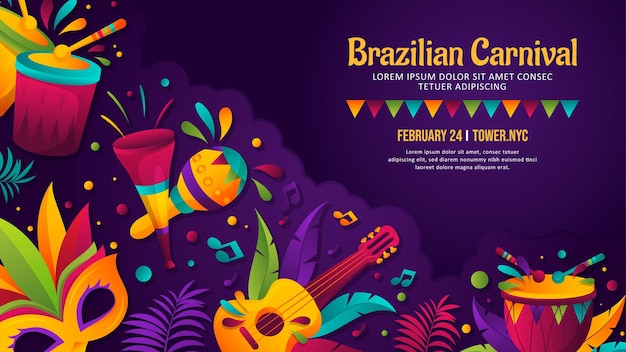 Brazylijski Karnawałowy Sztandar Z Kolorową Brazylijską Ilustracją Elementu