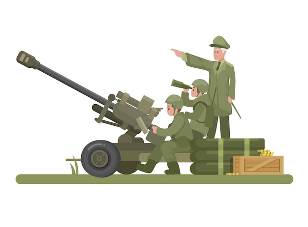 Plik wektorowy broń artylerii wojskowej ilustracja kreskówkowa wektor