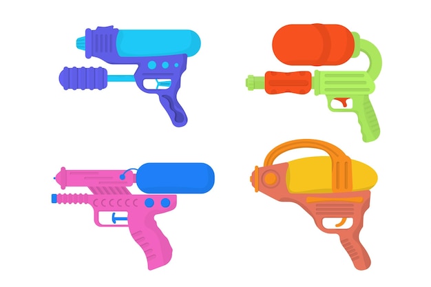 Broń Zabawkowa Dla Dzieci Pistolety Wodne Pistolety Blastery Pistolet Zabawkowy Płaski Zabawki Dla Dzieci Pistolety Raygun Wektor