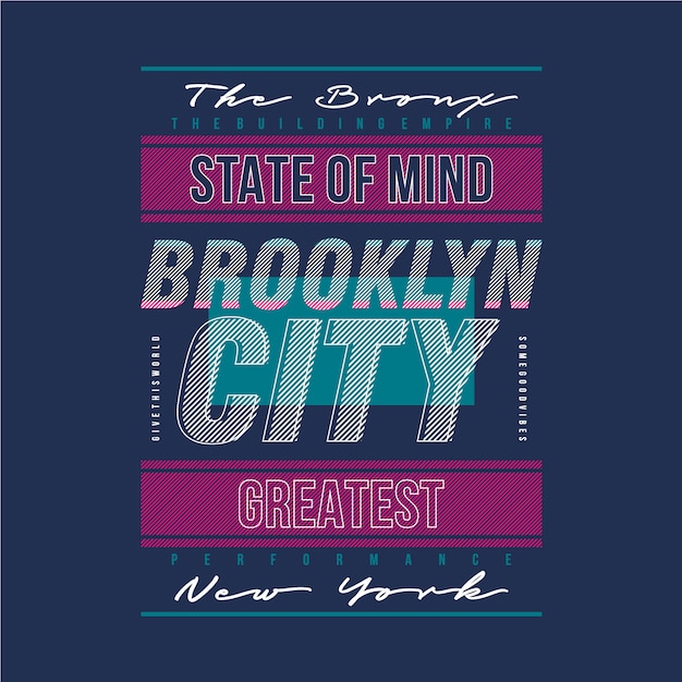 Brooklyn City Nowoczesna Linia Graficzny Typografii T Shirt