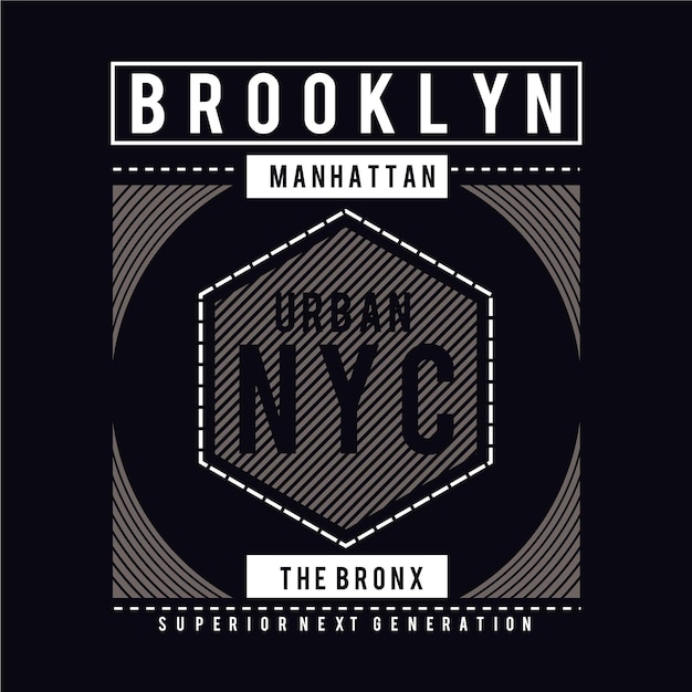 Brooklyn, Manhattan Nyc Projekt Typografii Ilustracji Wektorowych Do Druku